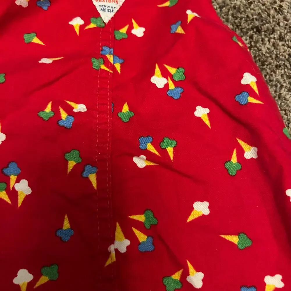 Vtg 90s OshKosh B’gosh Vestbak Red Ice Cream Overall Dress Toddler 18 Months